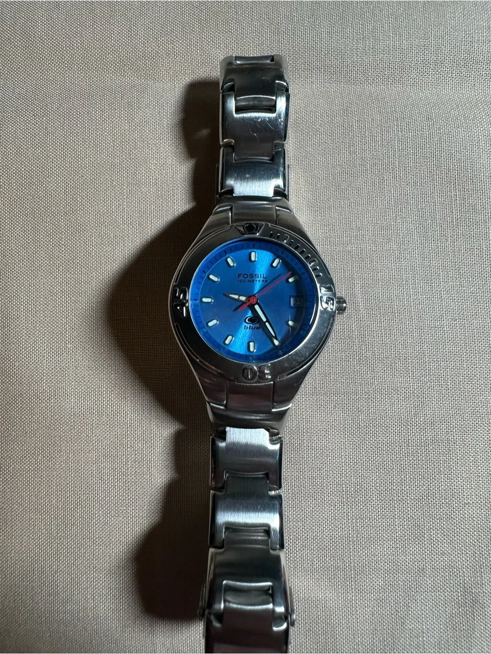 Fossil Blue Dial Stainless Steel Bracelet Watch